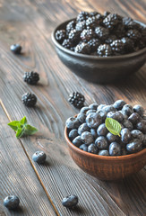 Poster - Bowls of blackberries and blueberries