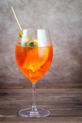 Wall Mural - Glass of Aperol Spritz cocktail