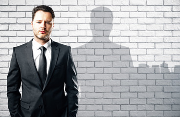 Poster - Businessman with city shadow