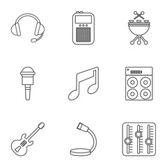 Wall Mural - Music icons set, outline style