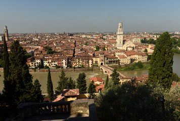 Sticker - Verona cityscape with Adige River and Duomo Cathedral, Verona, Italy