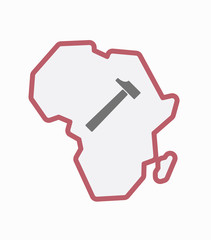 Sticker - Isolated Africa map with a hammer