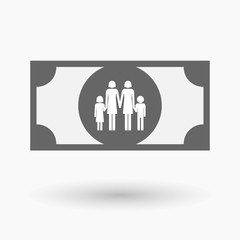 Poster - Isolated bank note with a lesbian parents family pictogram