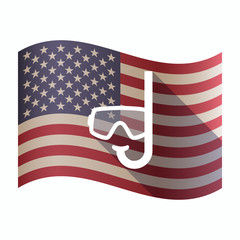Wall Mural - Isolated  USA flag with a diving goggles