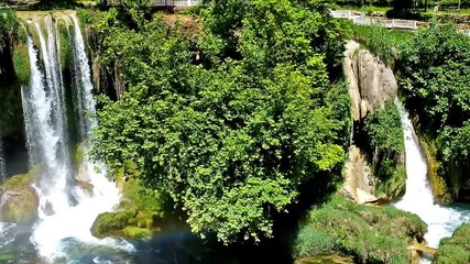 Sticker - The beauty of Upper Duden Waterfall makes it one of most popular landmarks of resort, Antalya, Turkey. 
