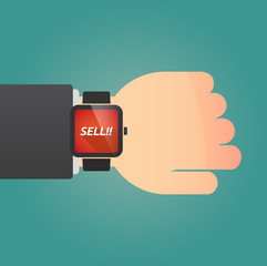 Sticker - Hand with a smart watch and    the text SELL!!