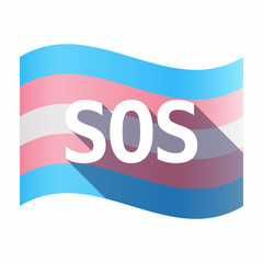 Poster - Isolated transgender flag with    the text SOS