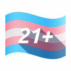 Sticker - Isolated transgender flag with    the text 21+