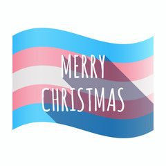 Sticker - Isolated transgender flag with    the text MERRY CHRISTMAS