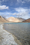 Fototapeta  - Panong Tso, Tibetan for 'high grassland lake', also referred to as Pangong Lake, is an endorheic lake in the Himalayas situated at a height of about 4,350 m (14,270 ft).