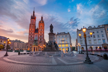 Wall Mural - Krakow. Image of Market square Krakow, Poland during sunrise.