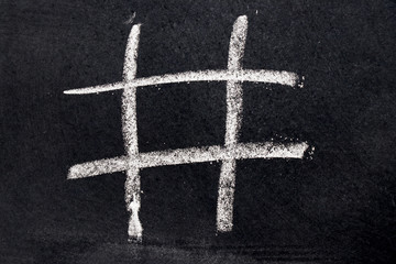 Poster - White chalk drawing as Tic Tac Toe blank shape on black board background