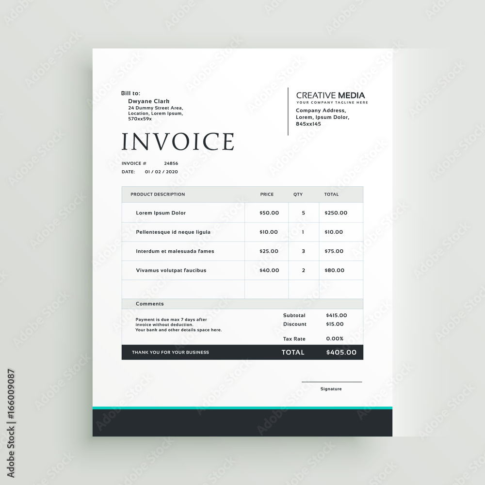 simple invoice template design for your business Stock Vector | Adobe Stock