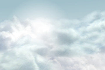 Wall Mural - Vector sky background with realistic isolated clouds and bright sun light.