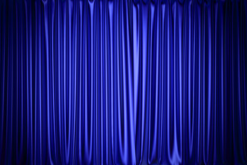 Blue silky curtain backdrop 3D illustration