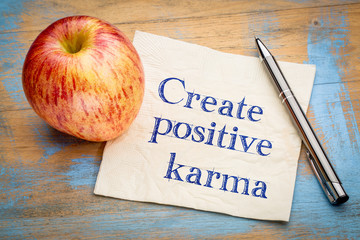 Canvas Print - create positive karma - text on napkin