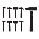 Fototapeta Desenie - Set of different hammer silhouette