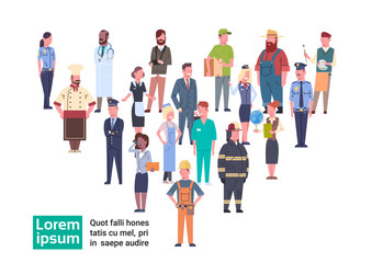 Wall Mural - People Group Different Occupation Set Workers Profession Collection Flat Vector Illustration