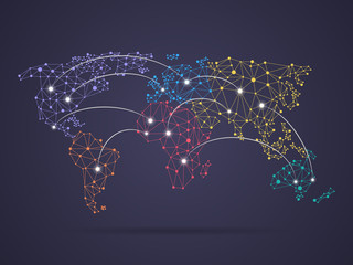 Poster - Vector world map connection background