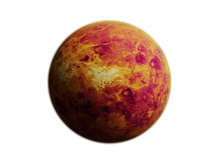 Wall Mural - planet venus isolated on white background, focus on the planet's surface