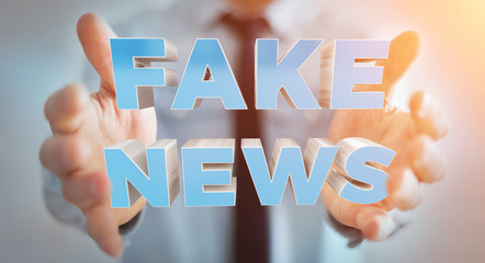 Businessman discovering fake news information 3D rendering