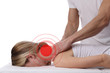 © dream@do - Woman having chiropractic back adjustment, healing treatment. Osteopathy, Physical therapy, acupressure. Rehabilitation after sport Injury, isolated on white.