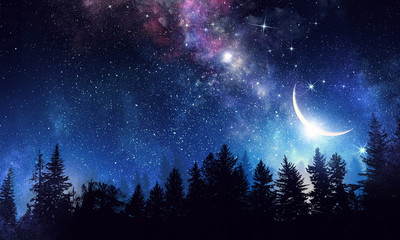 Wall Mural - stary clear night sky. mixed media