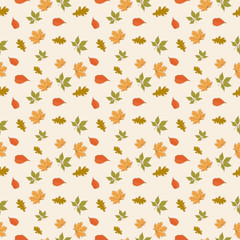 Wall Mural - Vector autumn pattern design, pastel colored leaves.
