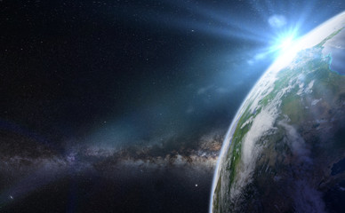 Wall Mural - sunset over planet Earth