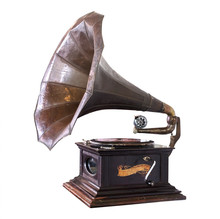 Vintage Gramophone Isolate On White With Clipping Path - Retro Technology.