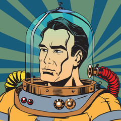 Wall Mural - avatar portrait of a retro astronaut man