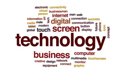 Wall Mural - technology animated word cloud, text design animation.