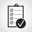 Checklist vector icon. Survey vector illustration in flat design on isolated background. Simple business concept pictogram.
