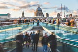 Fototapeta Londyn - London and St Paul Cathedral with blurred people
