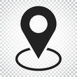Pin icon vector. Location sign in flat style on isolated background. Navigation map, gps concept. Simple business concept pictogram.