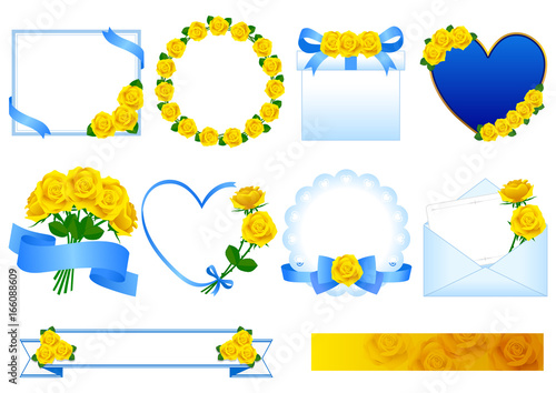 見出し素材セット 黄色バラ Adobe Stock でこのストックイラスト