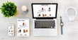 © That Stock Company - Top view devices with responsive blog on screen