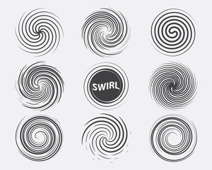abstract swirl set dynamic flow black white icon