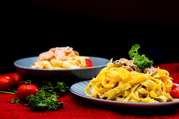 Wall Mural - Spaghetti with tomato on a the table