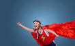 © Studio Romantic - A funny superhero flies. Concept humor hero.