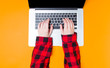 Freelancer woman hands typing on laptop