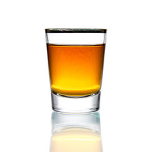 Cocktail Glass With Brandy Or Whiskey - Small Shot. Isolated On White Background