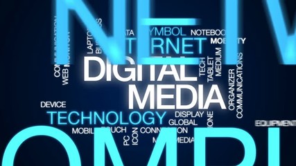 Wall Mural - digital media animated word cloud, text design animation.