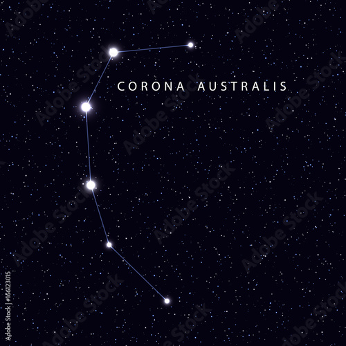 Zdjęcie XXL Sky Map z nazwą gwiazd i konstelacji. Astronomiczny symbol konstelacji Corona australis