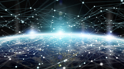 Aufkleber - Data exchange and global network over the world 3D rendering