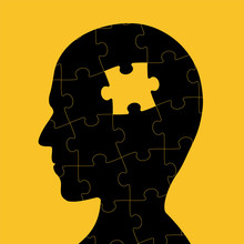 Icon Of Human Head With Piece Of Puzzle