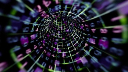 Canvas Print - vortex 009: a digital vortex tunnel of streaming data (loop).