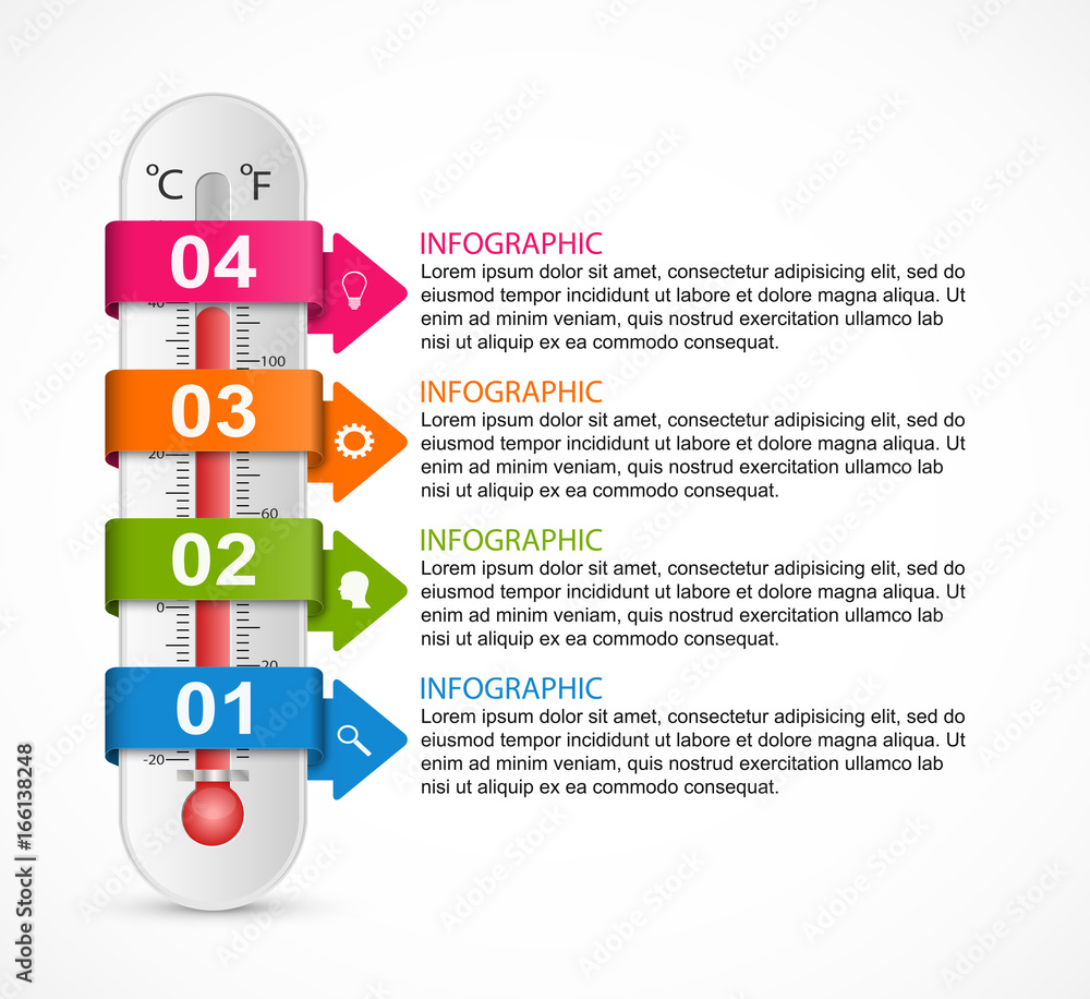Infographics thermometer design template. Vector illustration. Stock ...