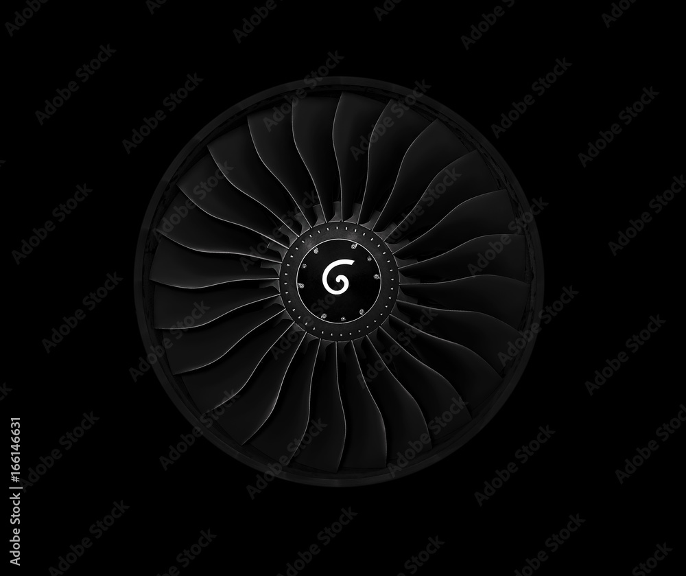 Jet engine front view isolated on black background. Stock Photo | Adobe ...