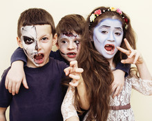 Zombie Apocalypse Kids Concept. Birthday Party Celebration Facep